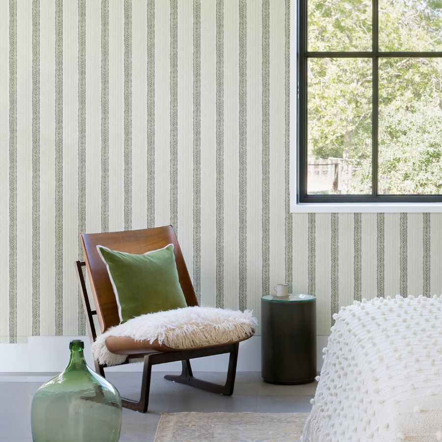 Purchase 4148-27429 Chesapeake Wallpaper, Mandevilla Green Vine Stripe - PrintWorks1