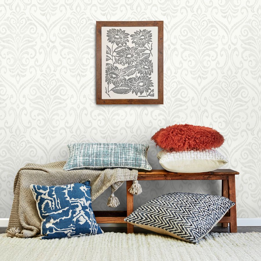 Purchase 4148-27437 Chesapeake Wallpaper, Adavu Dove Damask - PrintWorks1