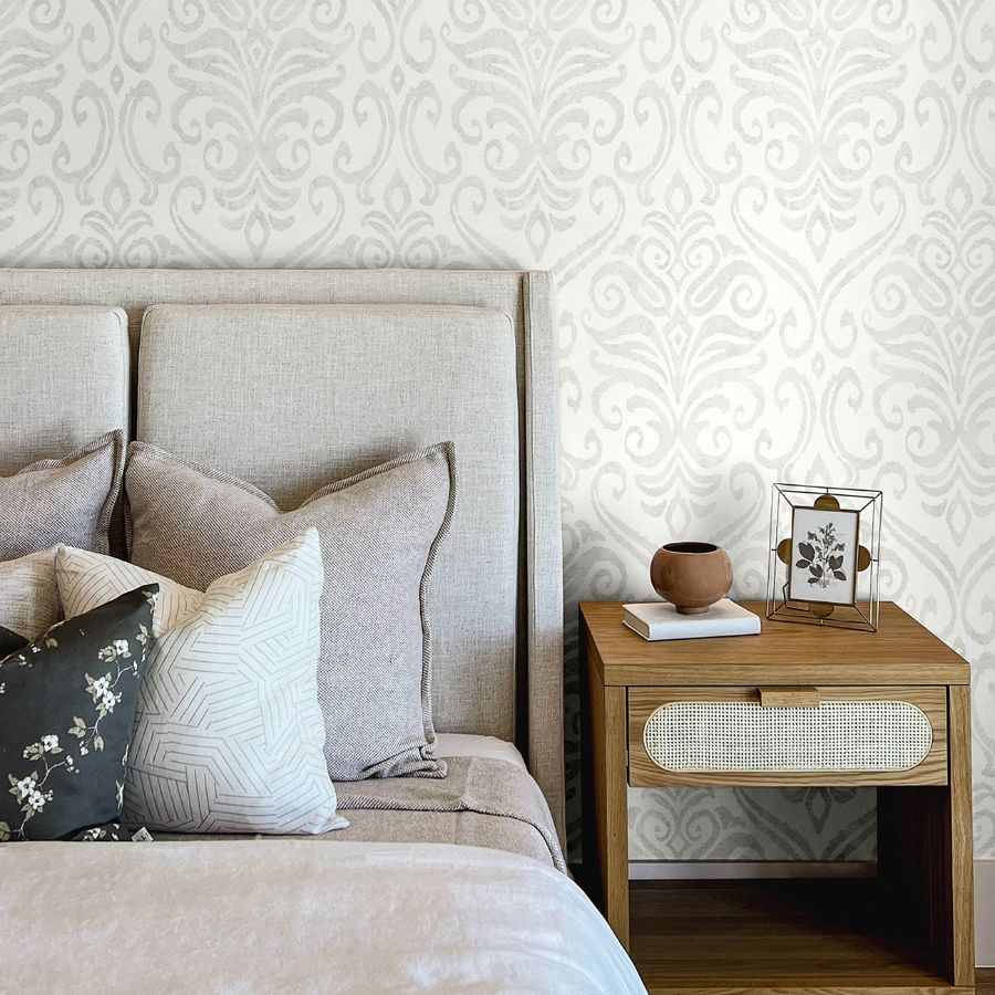 Purchase 4148-27437 Chesapeake Wallpaper, Adavu Dove Damask - PrintWorks12