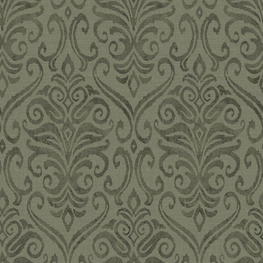 Purchase 4148-27440 Chesapeake Wallpaper, Adavu Dark Green Damask - PrintWorks