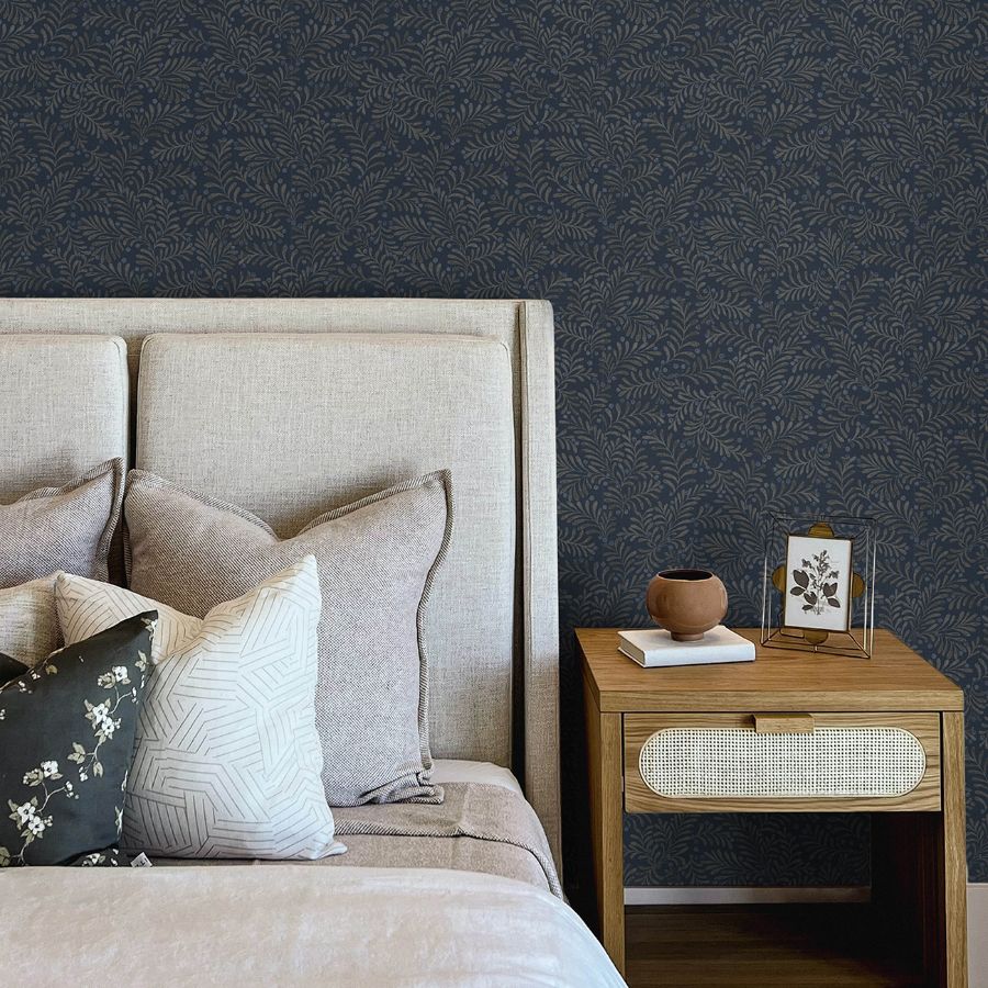 Purchase 4148-27443 Chesapeake Wallpaper, Chrysantha Navy Berry Branches - PrintWorks12