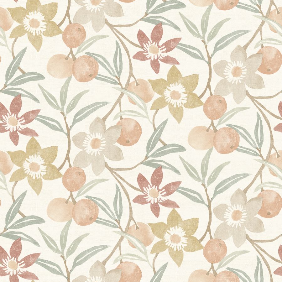 Purchase 4148-27447 Chesapeake Wallpaper, Passiflora Peach Fruit and Floral - PrintWorks