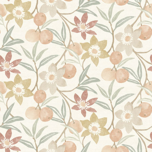 Purchase 4148-27447 Chesapeake Wallpaper, Passiflora Peach Fruit and Floral - PrintWorks