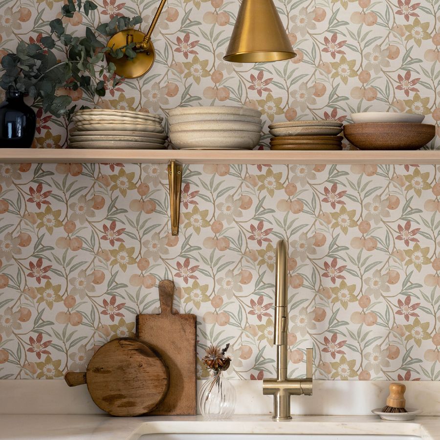 Purchase 4148-27447 Chesapeake Wallpaper, Passiflora Peach Fruit and Floral - PrintWorks1