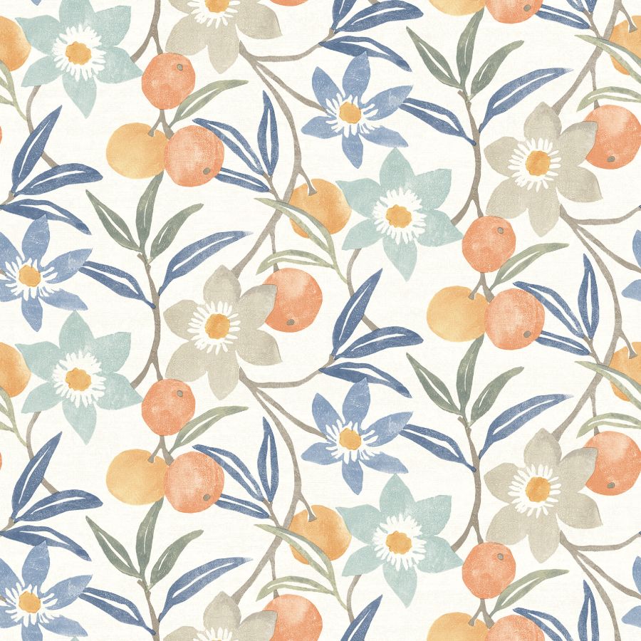 Purchase 4148-27448 Chesapeake Wallpaper, Passiflora Blue Fruit and Floral - PrintWorks