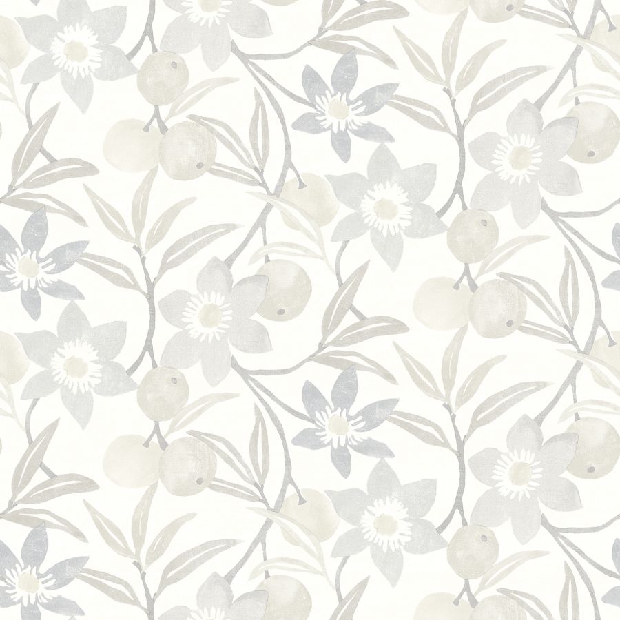 Purchase 4148-27450 Chesapeake Wallpaper, Passiflora Grey Fruit and Floral - PrintWorks