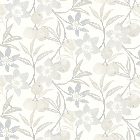 Purchase 4148-27450 Chesapeake Wallpaper, Passiflora Grey Fruit and Floral - PrintWorks