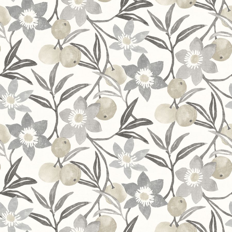 Purchase 4148-27451 Chesapeake Wallpaper, Passiflora Charcoal Fruit and Floral - PrintWorks