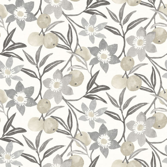 Purchase 4148-27451 Chesapeake Wallpaper, Passiflora Charcoal Fruit and Floral - PrintWorks