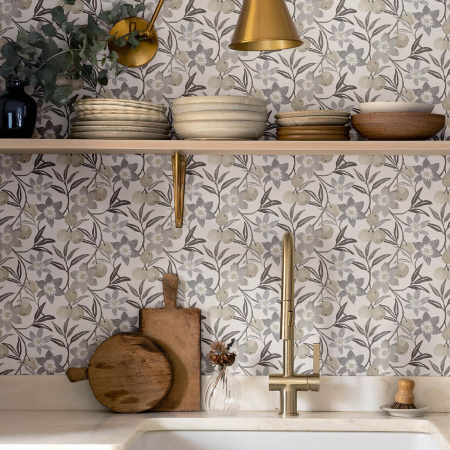 Purchase 4148-27451 Chesapeake Wallpaper, Passiflora Charcoal Fruit and Floral - PrintWorks1