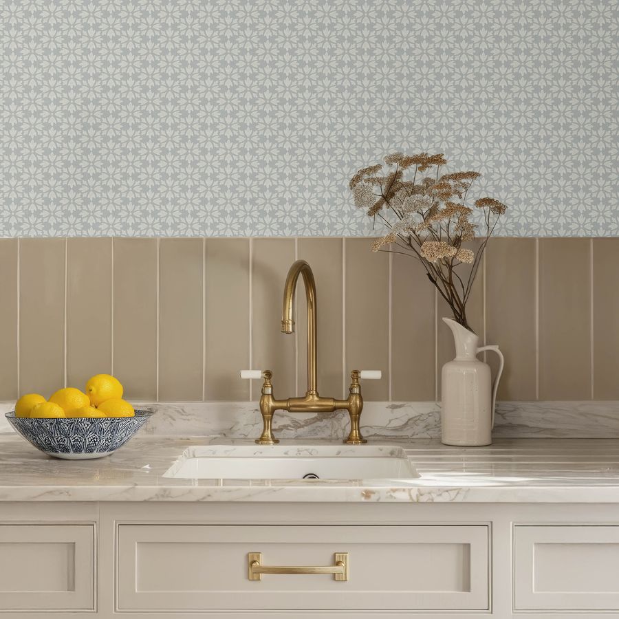 Purchase 4148-27452 Chesapeake Wallpaper, Phlox Light Blue Floral Stamp - PrintWorks1