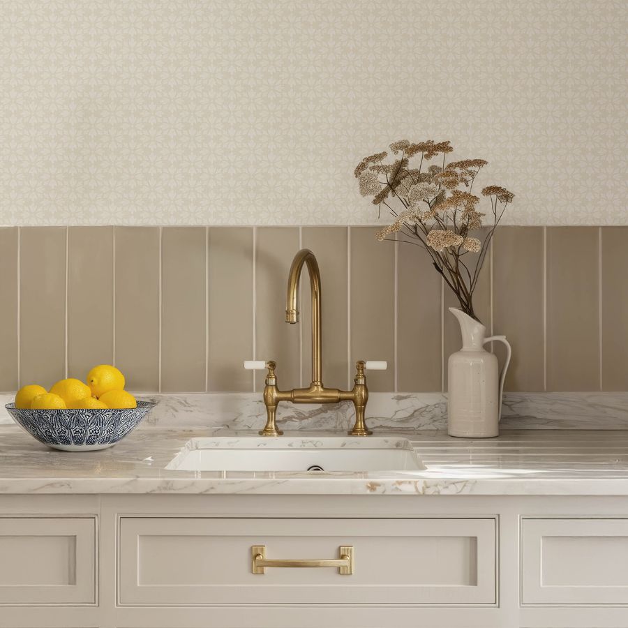 Purchase 4148-27453 Chesapeake Wallpaper, Phlox Beige Floral Stamp - PrintWorks1