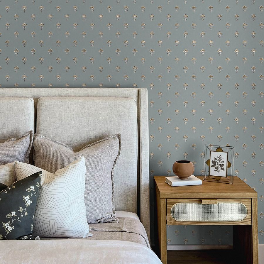 Purchase 4148-27456 Chesapeake Wallpaper, Surdiva Denim Floral Fan - PrintWorks12