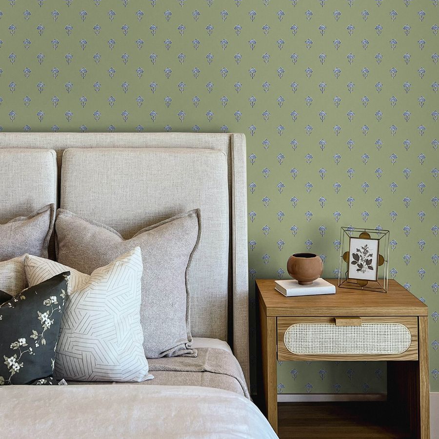 Purchase 4148-27459 Chesapeake Wallpaper, Surdiva Green Floral Fan - PrintWorks12