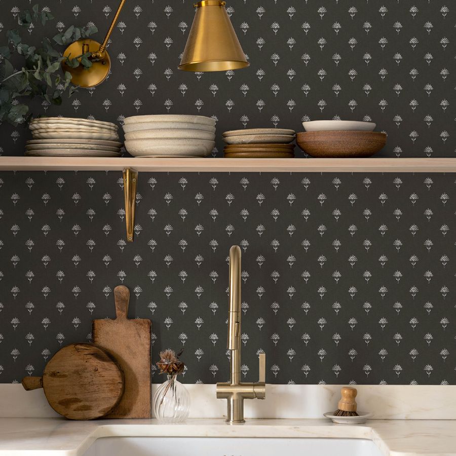 Purchase 4148-27462 Chesapeake Wallpaper, Surdiva Black Floral Fan - PrintWorks1