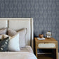 Purchase 4148-27473 Chesapeake Wallpaper, Garland Denim Block Tulip - PrintWorks12