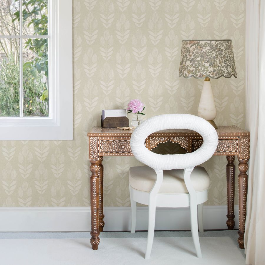 Purchase 4148-27474 Chesapeake Wallpaper, Garland Khaki Block Tulip - PrintWorks1