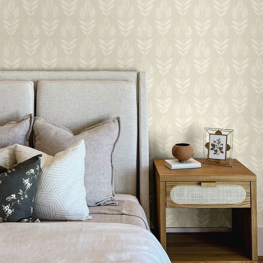 Purchase 4148-27474 Chesapeake Wallpaper, Garland Khaki Block Tulip - PrintWorks12