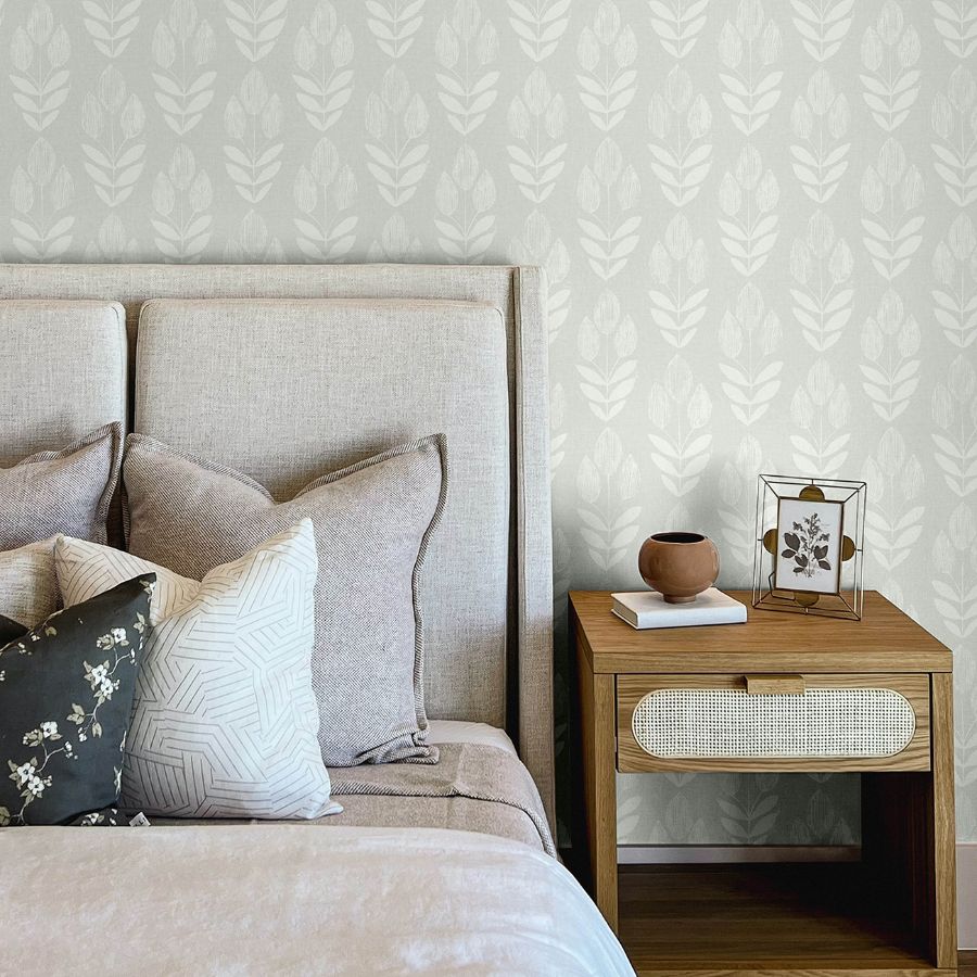 Purchase 4148-27475 Chesapeake Wallpaper, Garland Aqua Block Tulip - PrintWorks12