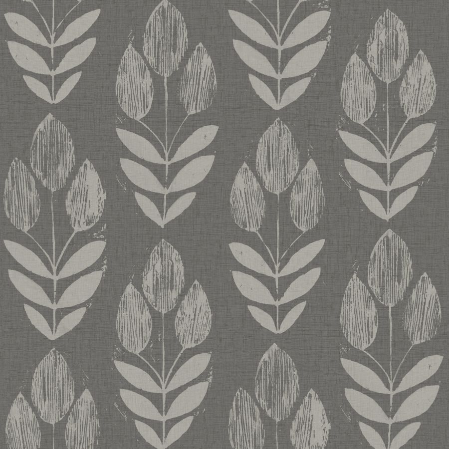 Purchase 4148-27477 Chesapeake Wallpaper, Garland Charcoal Block Tulip - PrintWorks