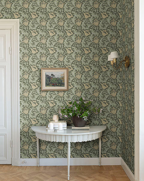 Purchase 4153-82004 A-Street Wallpaper, Anemone Moss Floral Trail - Hidden Treasures1