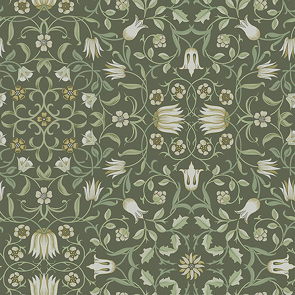 Purchase 4153-82008 A-Street Wallpaper, No 1 Holland Park Green Floral - Hidden Treasures