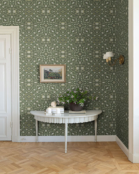 Purchase 4153-82008 A-Street Wallpaper, No 1 Holland Park Green Floral - Hidden Treasures1