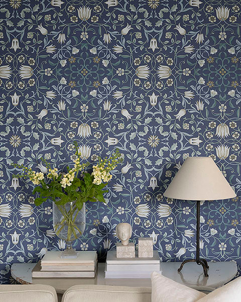 Purchase 4153-82009 A-Street Wallpaper, No 1 Holland Park Blue Floral - Hidden Treasures1