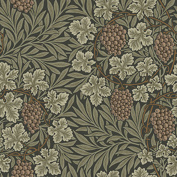 Purchase 4153-82020 A-Street Wallpaper, Vine Dark Green Woodland Fruits - Hidden Treasures