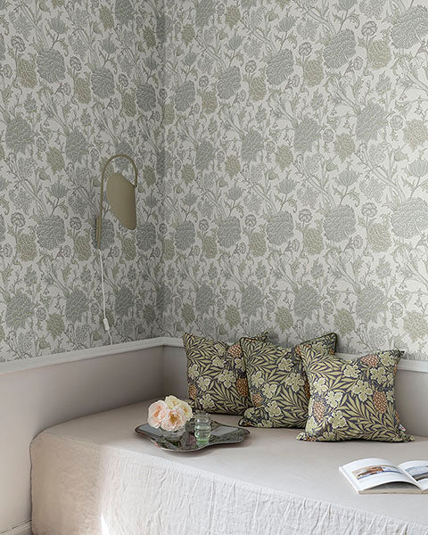 Purchase 4153-82032 A-Street Wallpaper, Cray Light Green Floral Trail - Hidden Treasures1