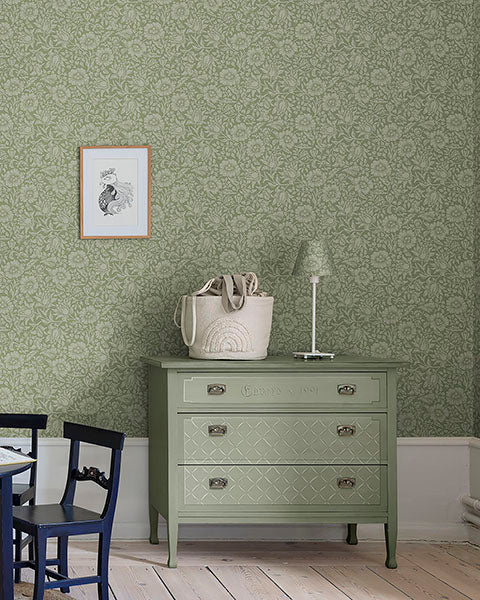 Purchase 4153-82041 A-Street Wallpaper, Mallow Green Floral Vine - Hidden Treasures12