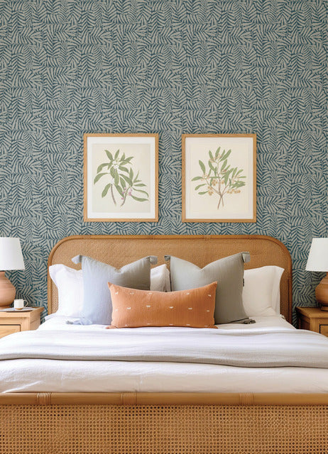 Purchase 4155-27312 A-Street Wallpaper, Gabriel Teal Fern - Drew & Jonathan Home IV12