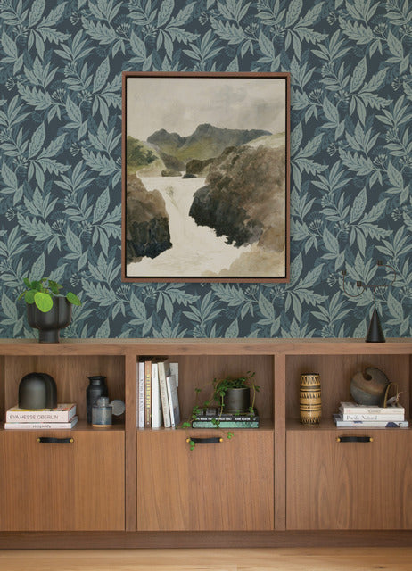 Purchase 4155-27325 A-Street Wallpaper, Anita Teal Woodland Floral - Drew & Jonathan Home IV1