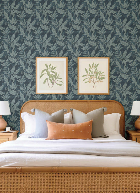 Purchase 4155-27325 A-Street Wallpaper, Anita Teal Woodland Floral - Drew & Jonathan Home IV12