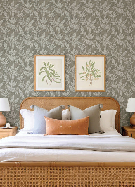 Purchase 4155-27327 A-Street Wallpaper, Anita Pewter Woodland Floral - Drew & Jonathan Home IV12