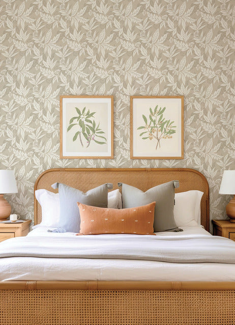 Purchase 4155-27328 A-Street Wallpaper, Anita Beige Woodland Floral - Drew & Jonathan Home IV12