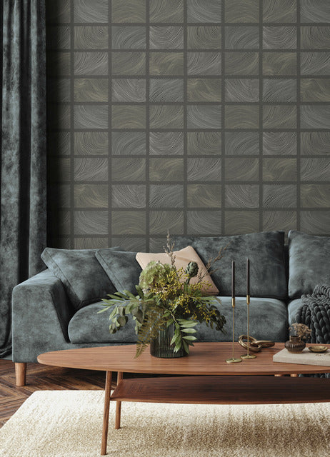 Purchase 4155-72801 A-Street Wallpaper, Bronson Slate Topography - Drew & Jonathan Home IV1