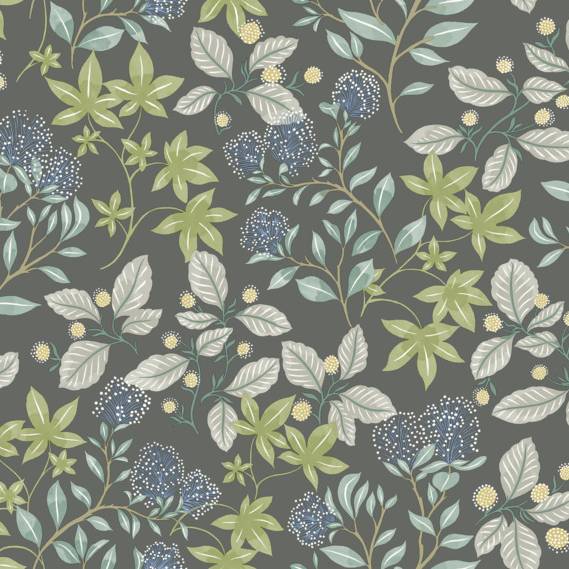 Purchase 4155-72815 A-Street Wallpaper, Mildred Charcoal Botanical Trail - Drew & Jonathan Home IV