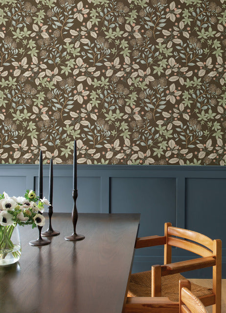 Purchase 4155-72816 A-Street Wallpaper, Mildred Espresso Botanical Trail - Drew & Jonathan Home IV1