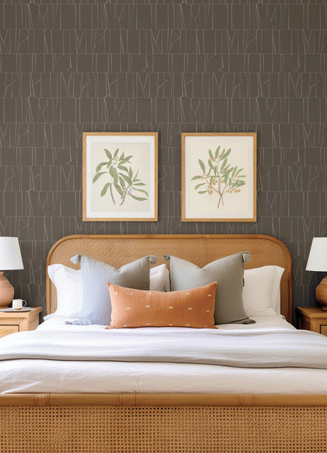 Purchase 4155-72822 A-Street Wallpaper, Huntington Chocolate Geometric Stripe - Drew & Jonathan Home IV12