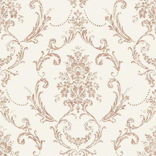 Purchase 4157-25041 Advantage Wallpaper, Glenda Copper Floral Damask - Curio