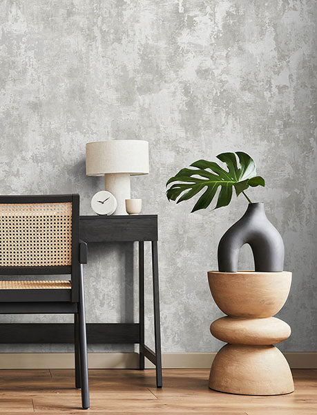 4157-43062 | Curio, Cierra Silver Stucco - Advantage Wallpaper