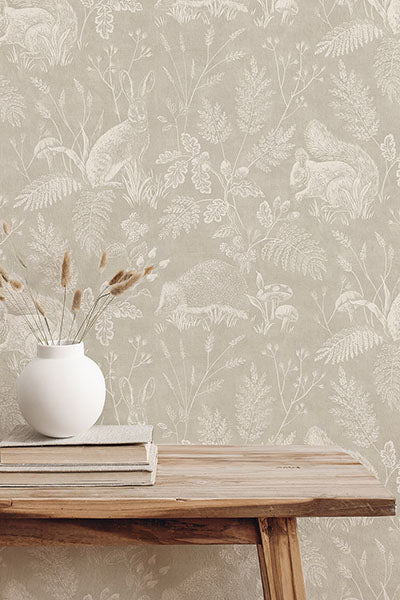 Purchase 4164-M1800 Advantage Wallpaper, Woodland Light Grey Toile - Westbury Forest1
