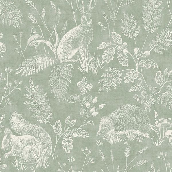 Purchase 4164-M1801 Advantage Wallpaper, Woodland Green Toile - Westbury Forest