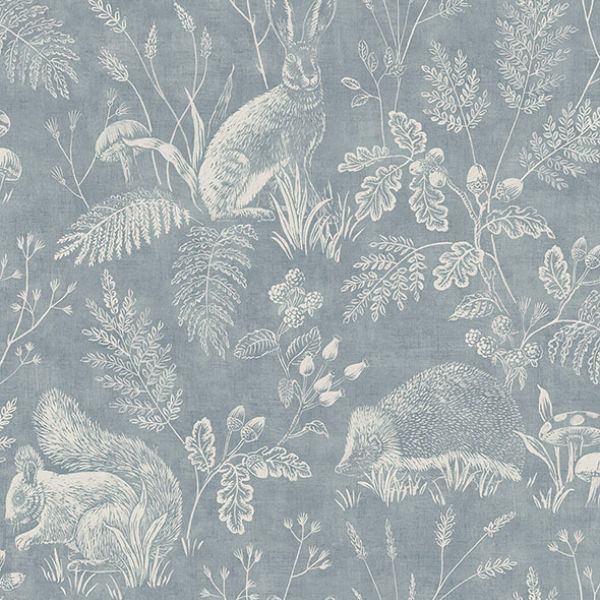 Purchase 4164-M1802 Advantage Wallpaper, Woodland Blue Toile - Westbury Forest
