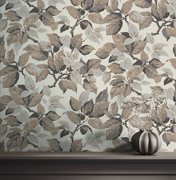 Purchase 4164-M1806 Advantage Wallpaper, Canopy Beige Leaf - Westbury Forest1