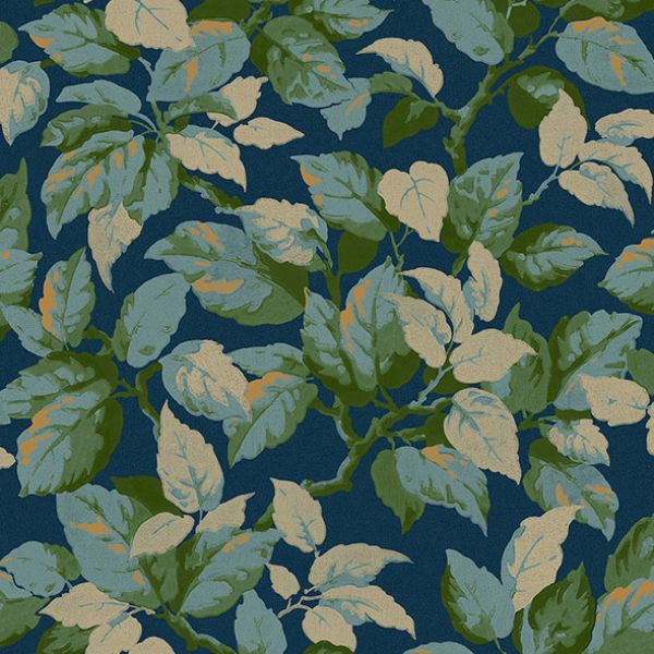 Purchase 4164-M1807 Advantage Wallpaper, Canopy Navy Leaf - Westbury Forest