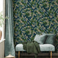 Purchase 4164-M1807 Advantage Wallpaper, Canopy Navy Leaf - Westbury Forest12