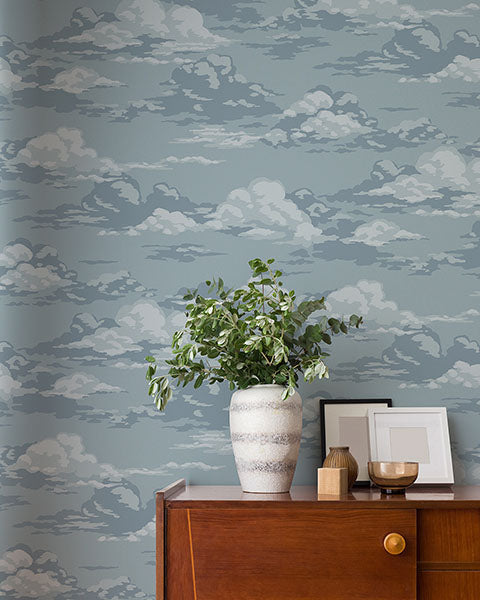 Purchase 4164-M1808 Advantage Wallpaper, Cumulus Blue Clouds - Westbury Forest1