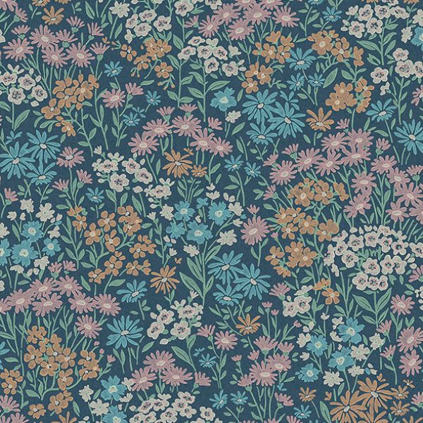 Purchase 4164-M1813 Advantage Wallpaper, Ditsy Dark Blue Daisies - Westbury Forest